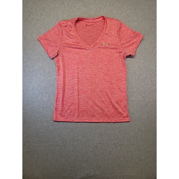 Under‎ Armour Women's V-Neck Heat Gear T-Shirt Loose Fit Pink Size Medium - Picture 1 of 8